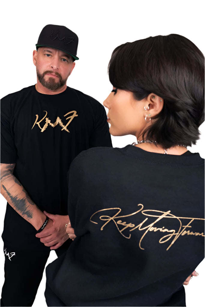 Black KMF Shirt with Gold Logo