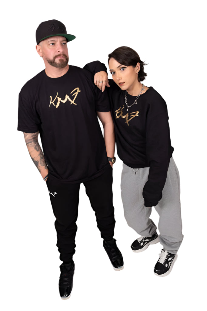 Black KMF Shirt with Gold Logo